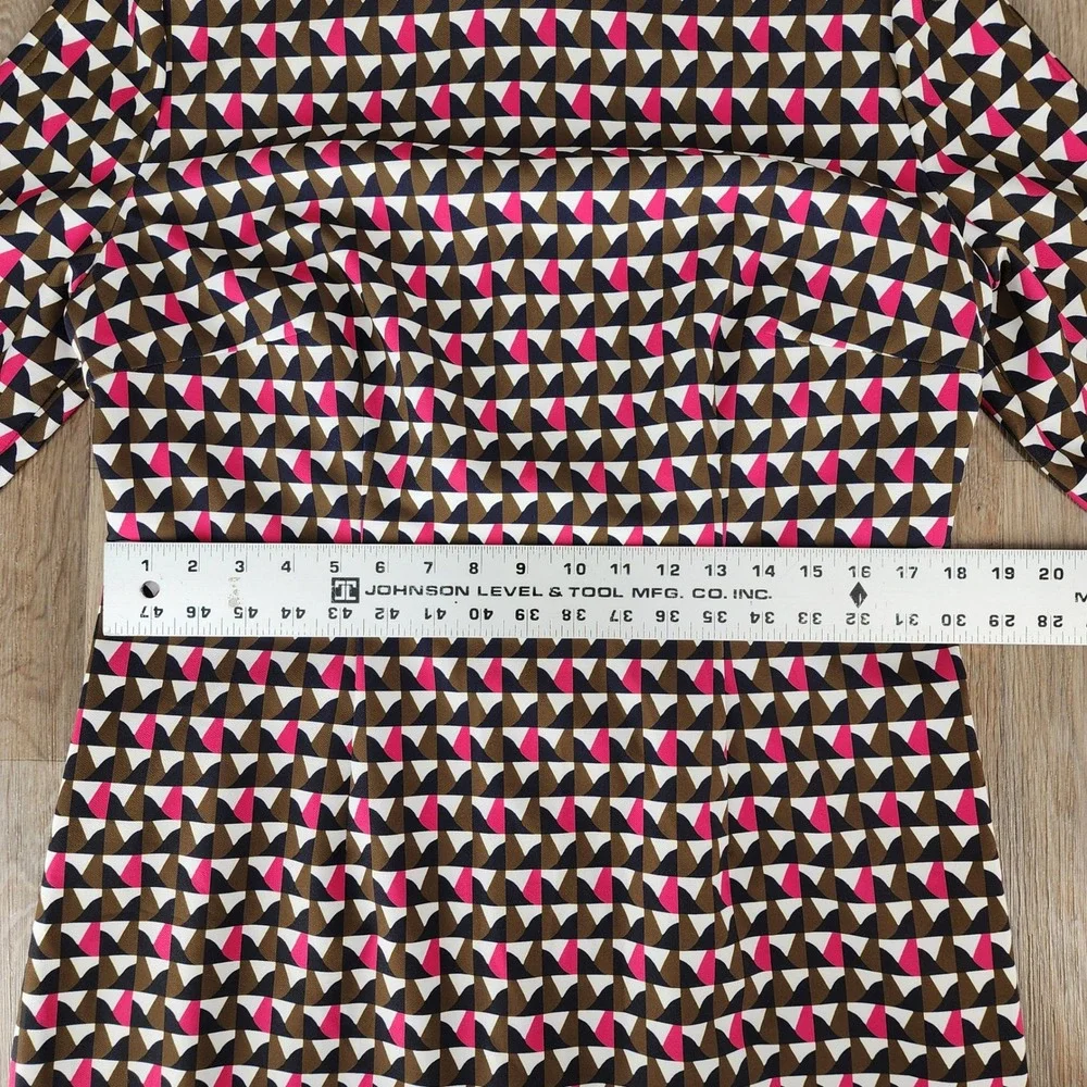 Hugo Boss Womens Geometric Triangle Print Sheath Dress Brown Pink Yellow US 12
